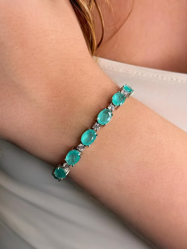 Pulseira Riviera Oval Turmalina Leitosa Prata 925