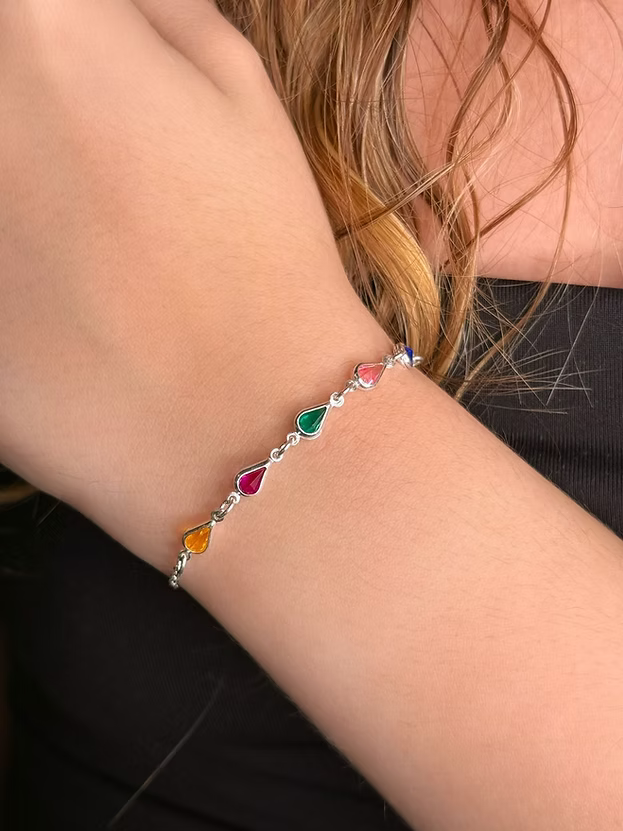 Pulseira Gota Colors Prata 925