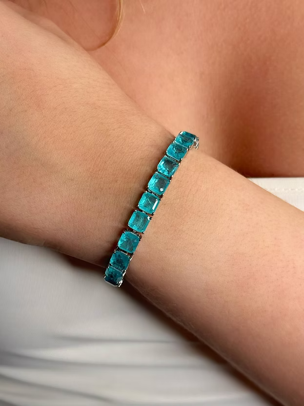Pulseira Riviera Square Acqua Prata 925