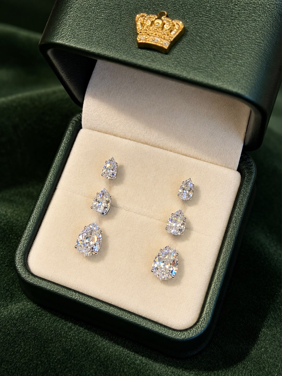 Trio Brincos Gotas Cristal Steel