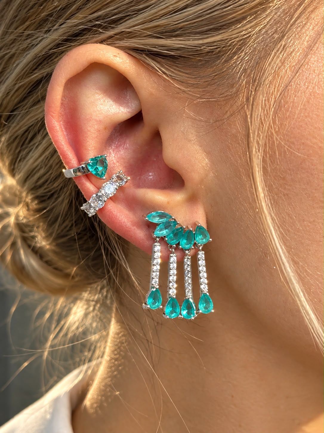 Kit Chandellier (1 Par de Brincos + 2 Piercings Fake)