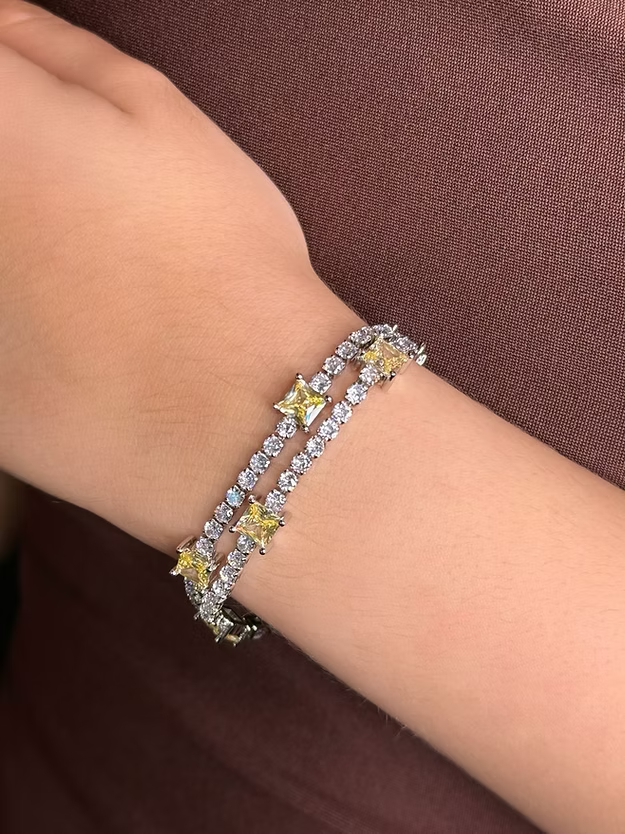 Pulseira Riviera Square Dupla Citrino