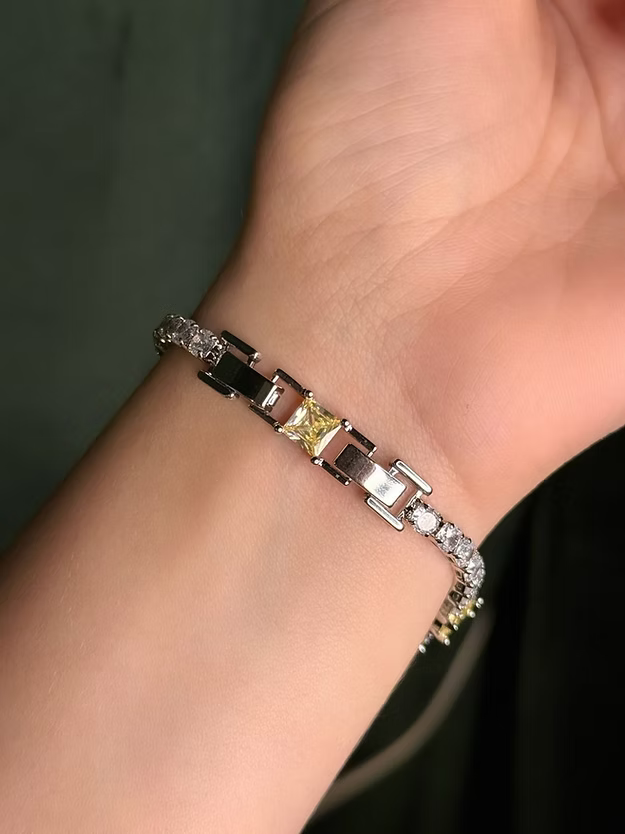 Pulseira Riviera Square Dupla Citrino