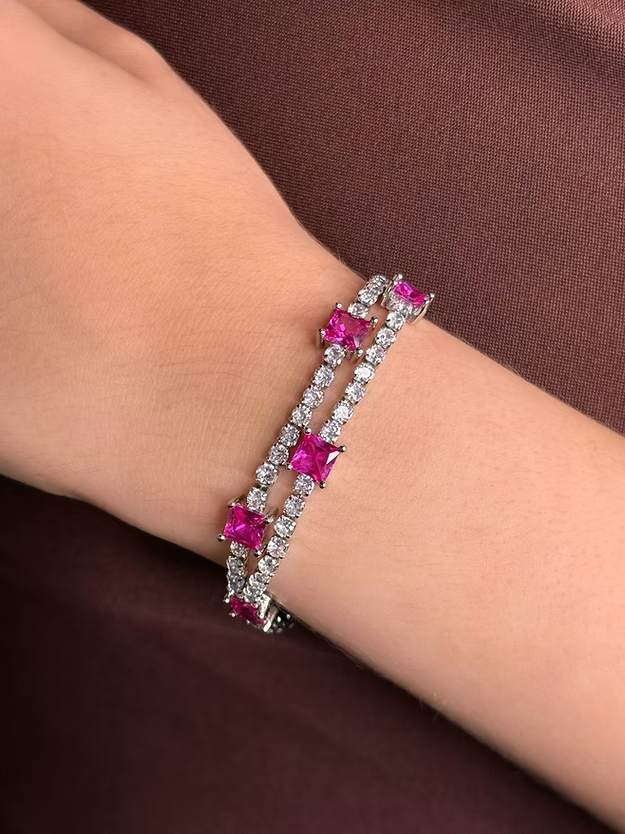 Pulseira Riviera Square Dupla Pink