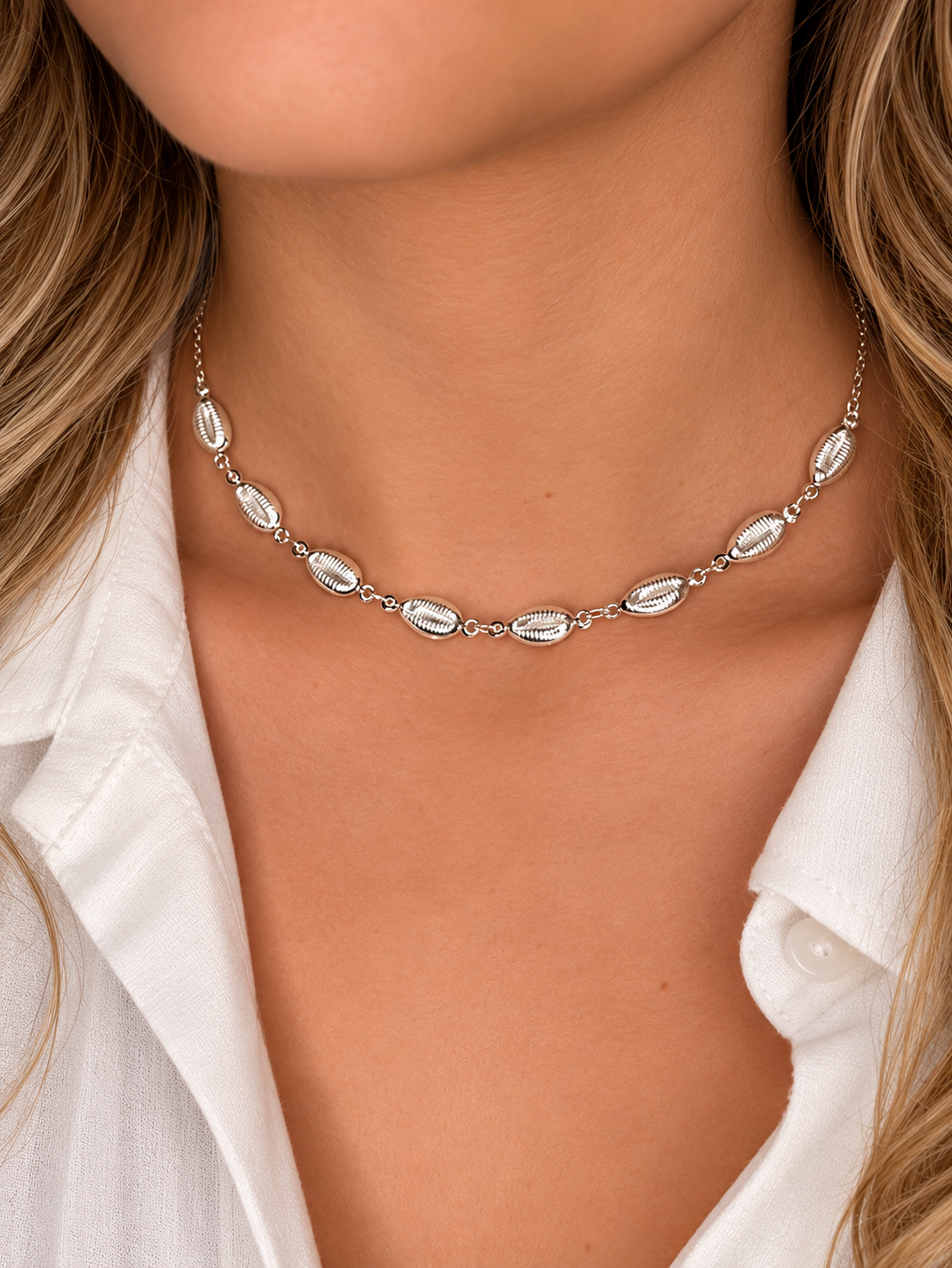 Choker Búzio Prateada