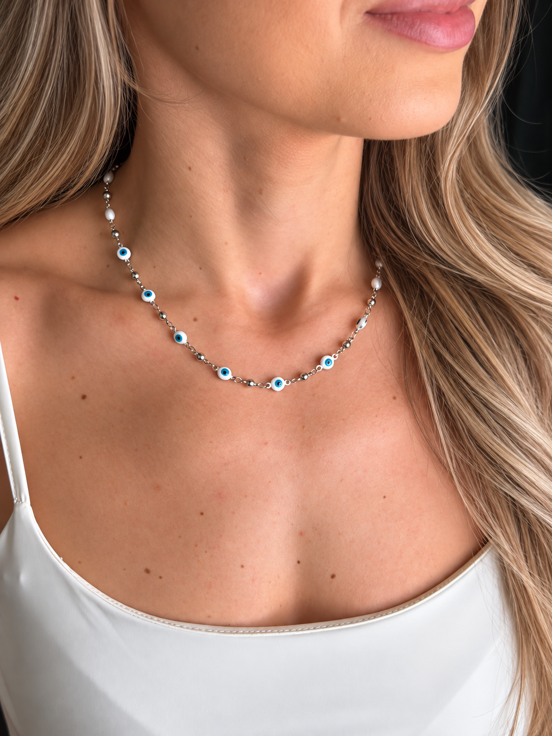 Choker Mikonos White Steel